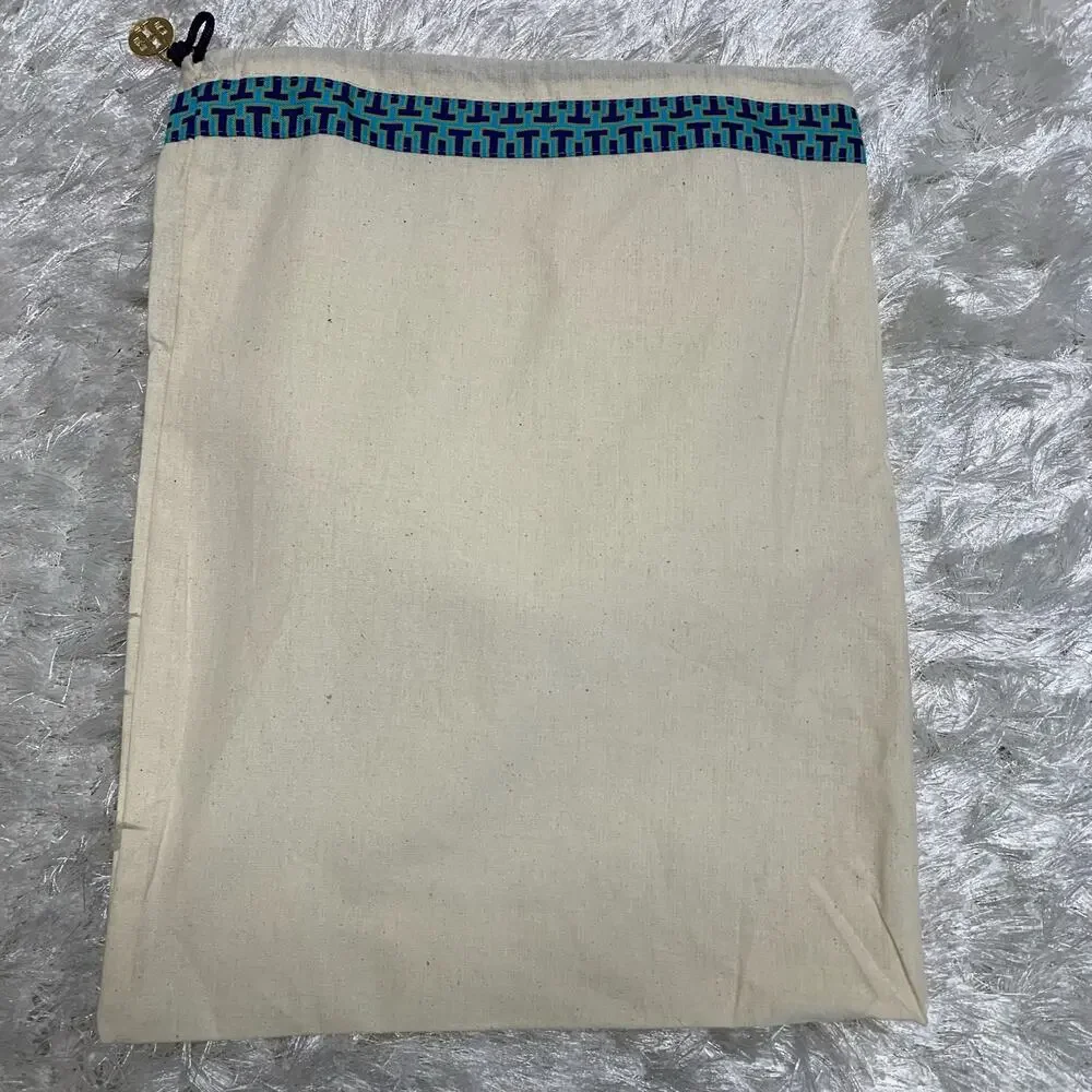 Tory Burch Dust Bag 12 x 15 Cream Blue Purple T Monogram